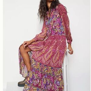 Anthropologie Nikole Long Sleeve Maxi Printed Shirtdress NWT